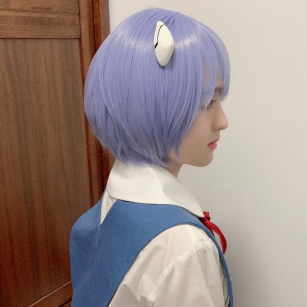 High Quality Anime EVA Short Light Blue Hair Ayanami Rei Heat Resistant Wig Cosplay Headwear Haripins 1 - To Your Eternity Merch